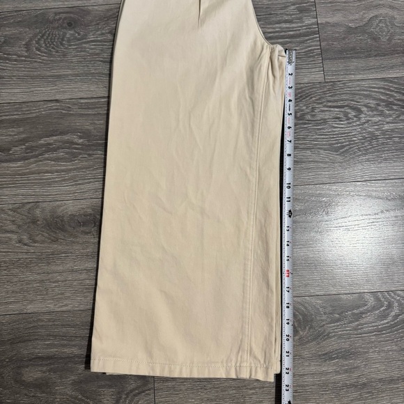 Wide-Leg Boho Women Cream Casual Pleated High Rise Pants Size M Front Pockets - Picture 9 of 11